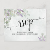 Waterverf Eucalyptus & Lavendel Bruiloft RSVP Briefkaart (Voorkant)