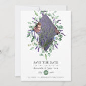 Waterverf Eucalyptus Lavendel Groene Huwelijk Save The Date (Voorkant)