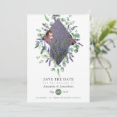 Waterverf Eucalyptus Lavendel Groene Huwelijk Save The Date (Staand voorkant)
