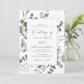 Waterverf eucalyptus lavendel kalligrafie bruiloft kaart (Staand voorkant)