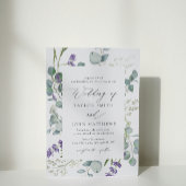 Waterverf eucalyptus lavendel kalligrafie bruiloft kaart