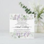 Waterverf Eucalyptus & Lavendel Virtual Wedding Kaart (Staand voorkant)