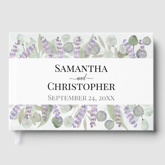 Waterverf Eucalyptus & Lavender Boho Chic Wedding Gastenboek (Voorkant)