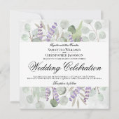 Waterverf Eucalyptus & Lavender Boho Chic Wedding Kaart (Voorkant)