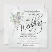 Waterverf Eucalyptus & Lavender Bouquet Wedding Kaart (Voorkant)