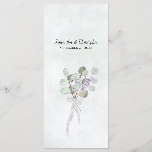 Waterverf Eucalyptus & Lavender Elegant Wedding Menu (Achterkant)