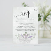 Waterverf Eucalyptus & Lavender Elegant Wedding RSVP Kaartje (Staand voorkant)