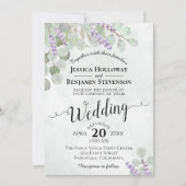 Waterverf Eucalyptus Lavender & Greenery Wedding Kaart (Voorkant)
