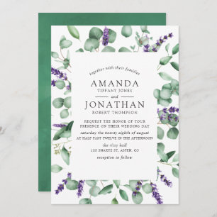 Waterverf Eucalyptus Lavender Greenery Wedding Kaart