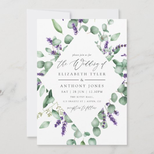 Waterverf Eucalyptus Lavender Greenery Wedding Kaart (Voorkant)