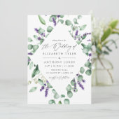 Waterverf Eucalyptus Lavender Greenery Wedding Kaart (Staand voorkant)
