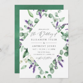 Waterverf Eucalyptus Lavender Greenery Wedding Kaart
