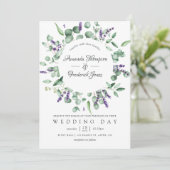 Waterverf Eucalyptus Lavender Greenery Wedding Kaart (Staand voorkant)