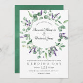 Waterverf Eucalyptus Lavender Greenery Wedding Kaart (Voorkant / Achterkant)