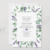 Waterverf Eucalyptus Lavender Greenery Wedding Kaart (Voorkant)