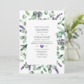 Waterverf Eucalyptus Lavender Greenery Wedding Kaart (Staand voorkant)
