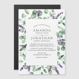 Waterverf Eucalyptus Lavender Greenery Wedding Magnetische Uitnodiging