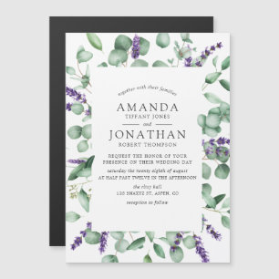 Waterverf Eucalyptus Lavender Greenery Wedding Magnetische Uitnodiging