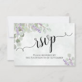 Waterverf Eucalyptus & Lavender Rustic Wedding RSVP Kaartje (Voorkant)
