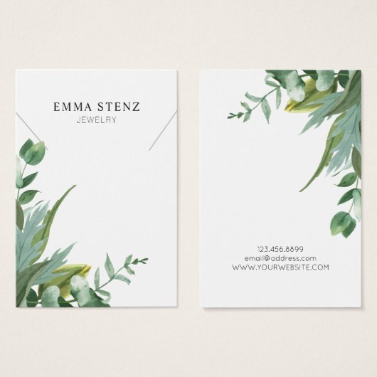 Waterverf Eucalyptus Leaf Ketting Display Kaart (Voorkant /achterkant)