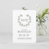 Waterverf Eucalyptus Leaf Lijst | Bridesmaid Kaart (Staand voorkant)