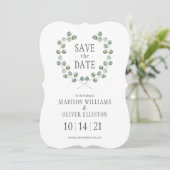 Waterverf Eucalyptus Leaf Lijst | Datum opslaan Save The Date (Staand voorkant)