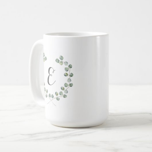 Waterverf Eucalyptus Leaf Lijst | Monogram Koffiemok (Voorkant links)