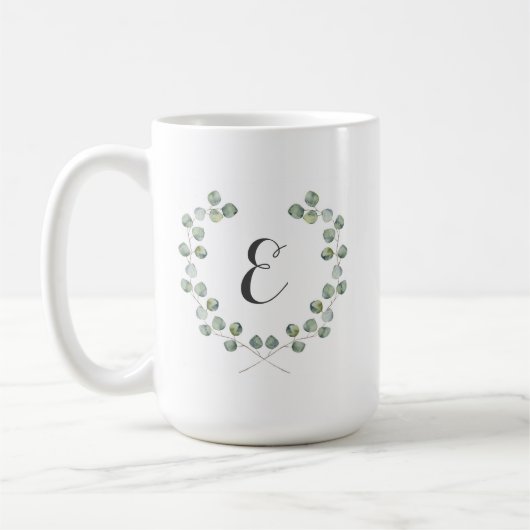Waterverf Eucalyptus Leaf Lijst | Monogram Koffiemok (Links)