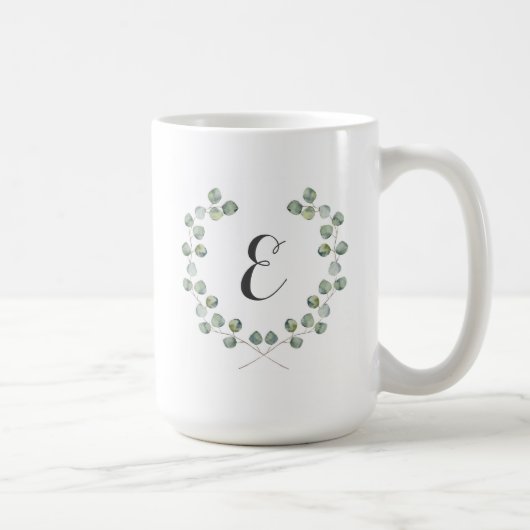 Waterverf Eucalyptus Leaf Lijst | Monogram Koffiemok (Rechts)