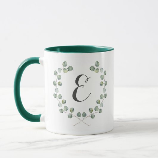 Waterverf Eucalyptus Leaf Lijst | Monogram Mok (Links)