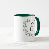 Waterverf Eucalyptus Leaf Lijst | Monogram Mok (Voorkant rechts)
