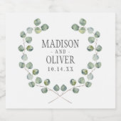 Waterverf Eucalyptus Leaf Lijst | Weddenschap Bier Etiket (Enkel label)