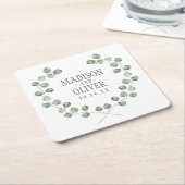 Waterverf Eucalyptus Leaf Lijst | Weddenschap Kartonnen Onderzetters (Schuin)