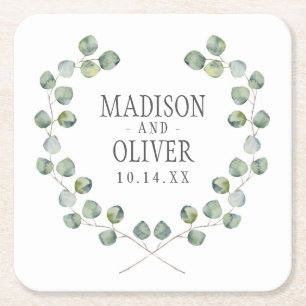 Waterverf Eucalyptus Leaf Lijst   Weddenschap Kartonnen Onderzetters