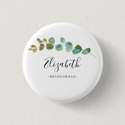 Waterverf Eucalyptus Leaf Ronde Button 3,2 Cm (Voorkant)