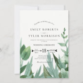 Waterverf Eucalyptus Leafy Greenery Wedding Kaart (Voorkant)