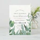 Waterverf Eucalyptus Leafy Greenery Wedding Kaart (Staand voorkant)