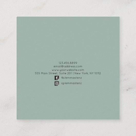 Waterverf Eucalyptus Leafy Wreater Earring Display Vierkante Visitekaartje (Achterkant)