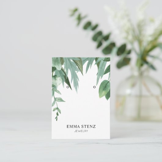 Waterverf Eucalyptus Leaves Earning Display Kaart Visitekaartje (Staand voorkant)