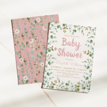 Waterverf Eucalyptus Leaves Girl Baby shower