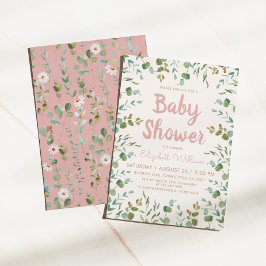 Waterverf Eucalyptus Leaves Girl Baby shower Kaart