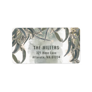 Waterverf Eucalyptus Leaves Greenery Etiket