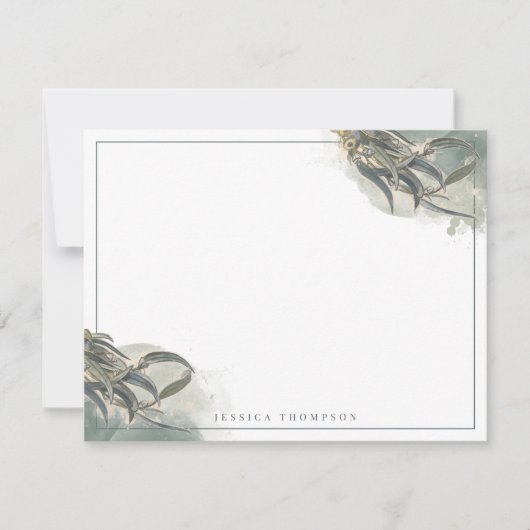 Waterverf Eucalyptus Leaves Greenery Note Kaart Notitiekaartje (Voorkant)