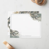 Waterverf Eucalyptus Leaves Greenery Note Kaart Notitiekaartje (Voorkant / Achterkant in situ)