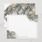 Waterverf Eucalyptus Leaves Greenery Note Kaart Notitiekaartje (Voorkant / Achterkant)