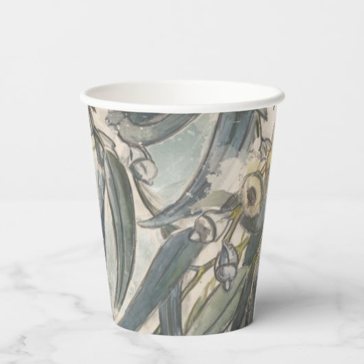 Waterverf Eucalyptus Leaves Greenery Papieren Bekers (Achterkant)