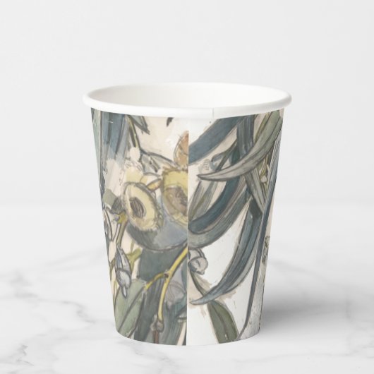 Waterverf Eucalyptus Leaves Greenery Papieren Bekers (Rechts)