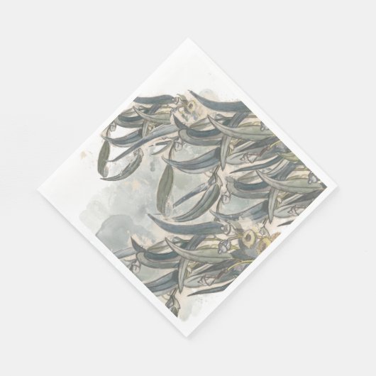 Waterverf Eucalyptus Leaves Greenery Servet (Hoek)