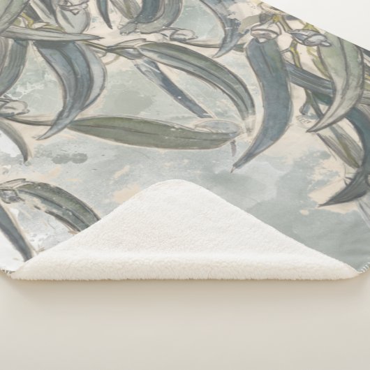 Waterverf Eucalyptus Leaves Greenery Sherpa Deken (3/4)