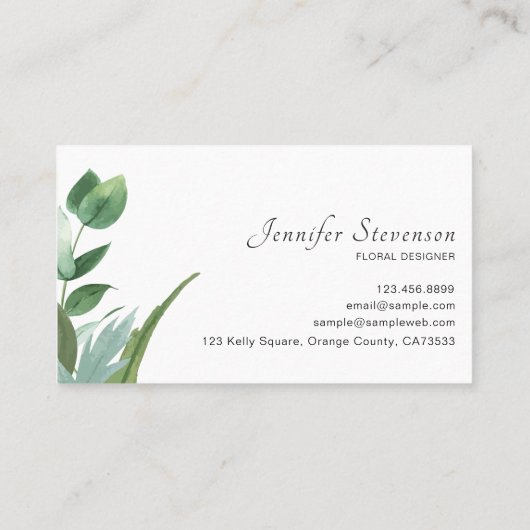 Waterverf Eucalyptus Leaves Greenery Visitekaartje (Achterkant)